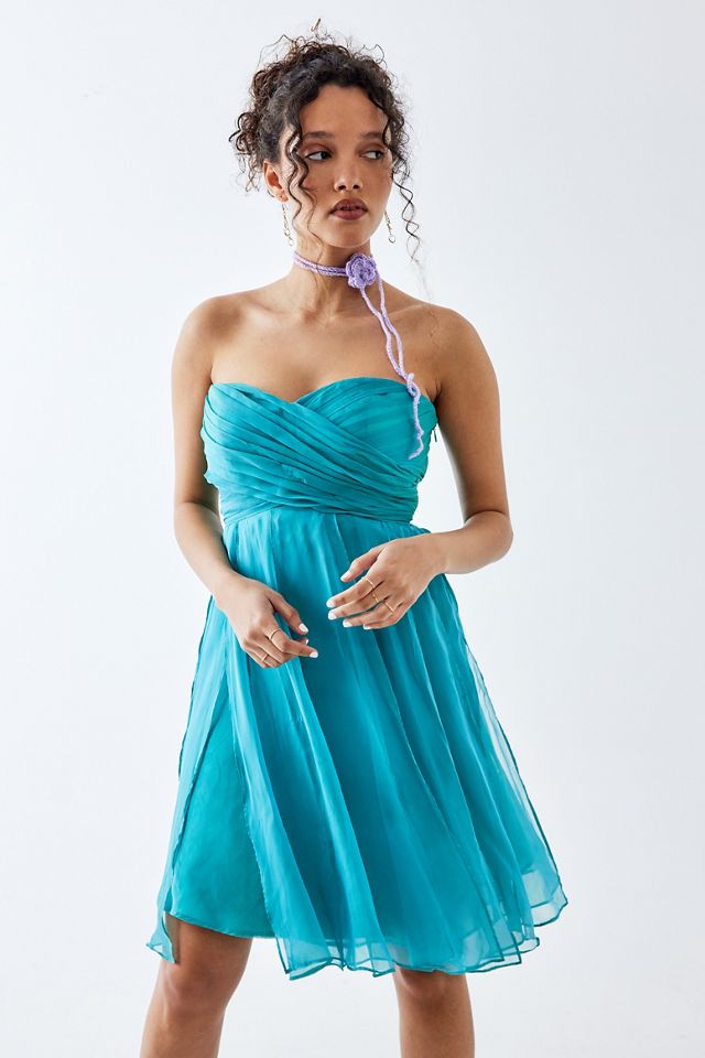 Urban Renewal OneOfAKind Blue Ruched Prom Dress Urban Outfitters UK