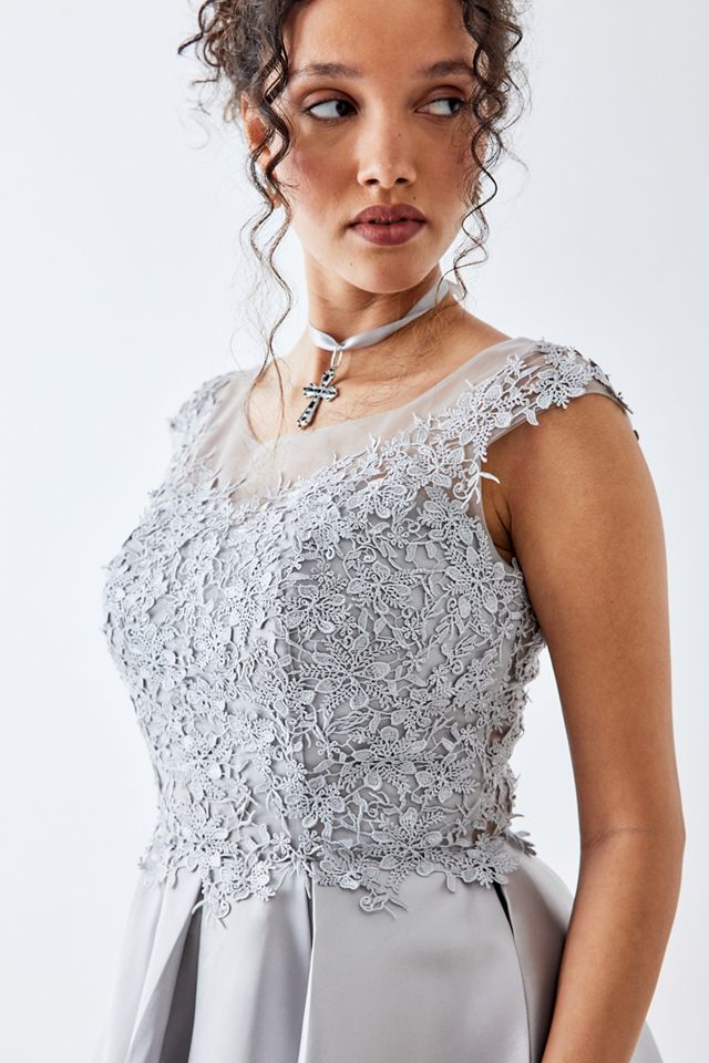 Urban Renewal One-Of-A-Kind Grey Floral Lace Prom Dress  #1