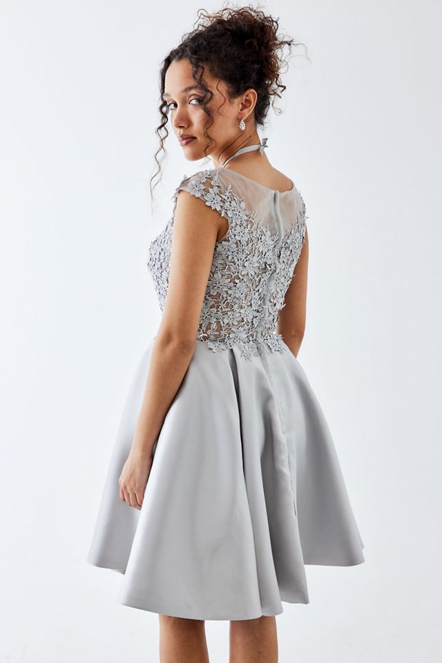 Urban Renewal One-Of-A-Kind Grey Floral Lace Prom Dress  #2