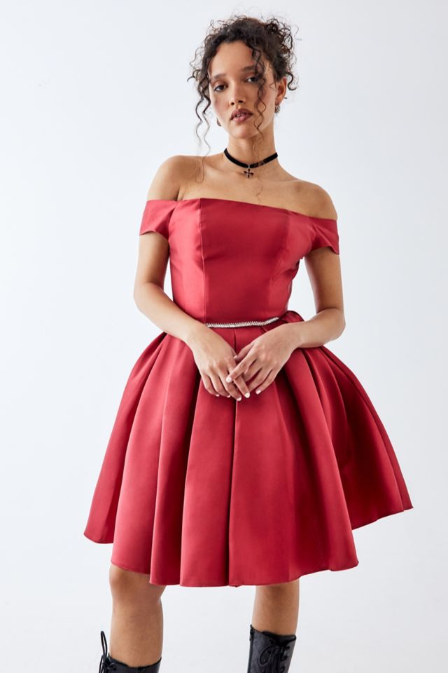 Urban Renewal One Of A Kind Red Ribbon Lattice Prom Dress Urban Outfitters UK