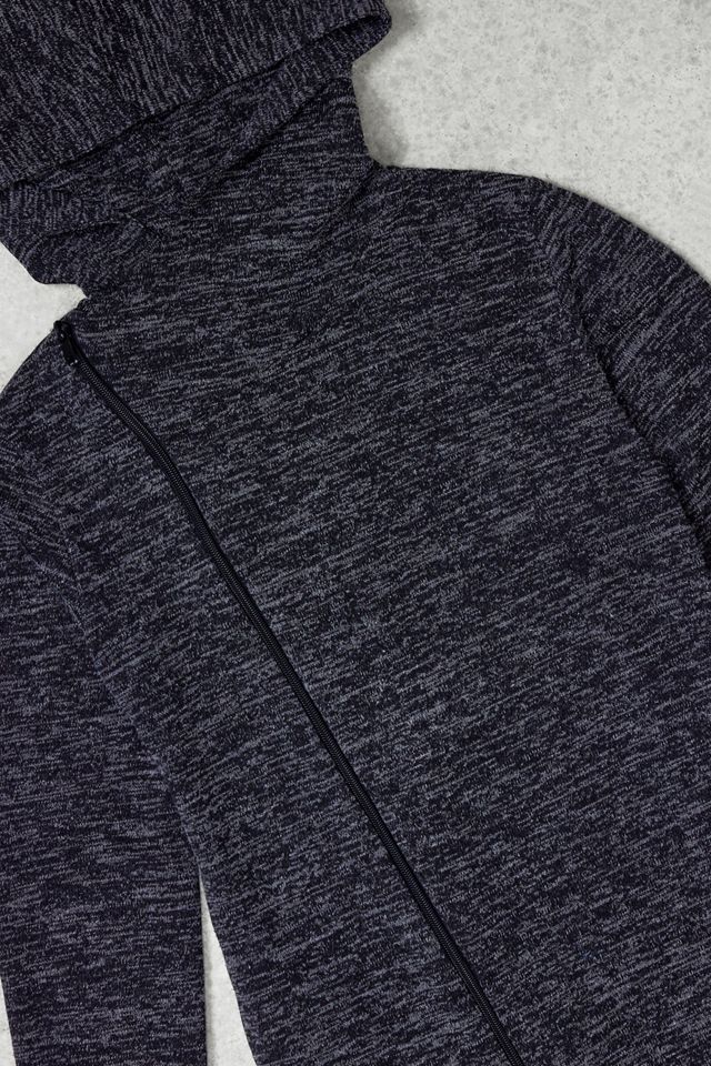 One-of-a-Kind Y2K Winter Sport Grey Marl Asymmetric Zip Hoodie #1