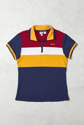 One-Of-A-Kind Bench Burgundy Stripe Quarter-Zip Polo