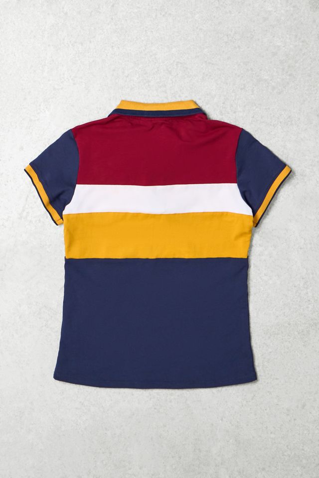 One-Of-A-Kind Bench Burgundy Stripe Quarter-Zip Polo #2
