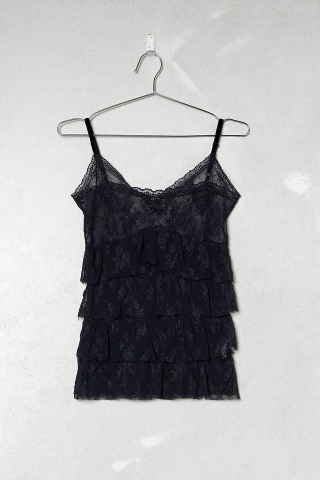 One-Of-A-Kind Victorian Minimalism Phard Black Lace Cami Top #1