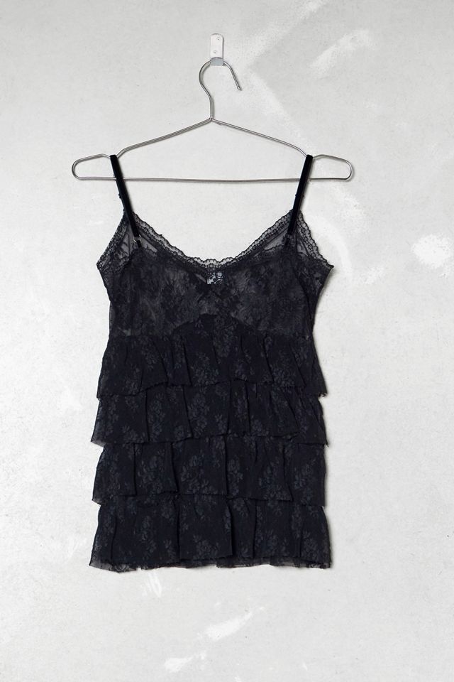 One-Of-A-Kind Victorian Minimalism Phard Black Lace Cami Top #4