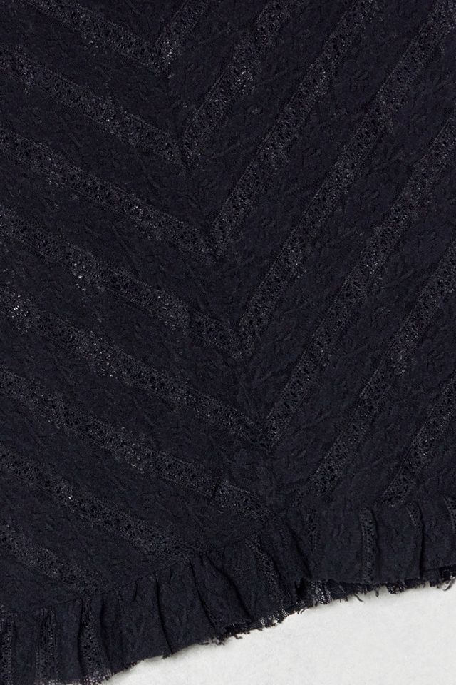 One-Of-A-Kind Victorian Minimalism Black Lace High-Neck Vest Top #3