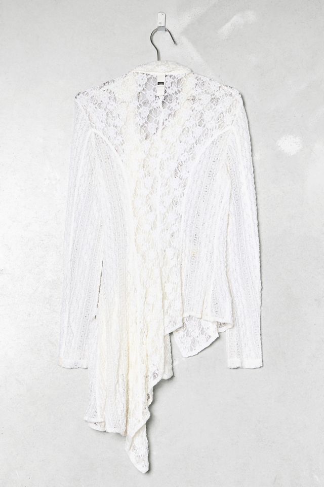 One-Of-A-Kind Victorian Minimalism Cream Asymmetric Lace Shirt #4