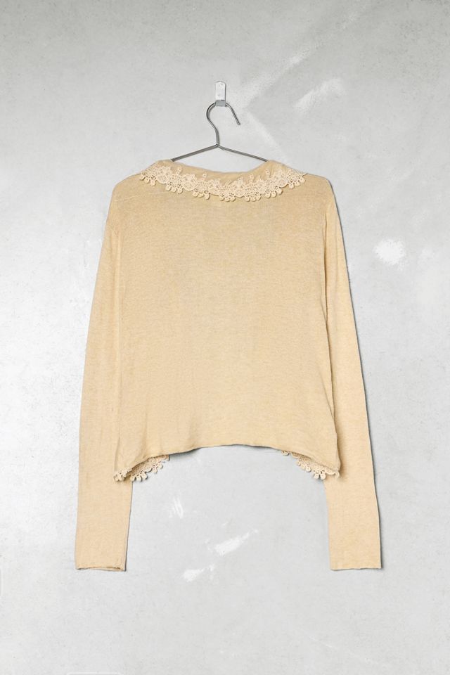 One-Of-A-Kind Victorian Minimalism Cream Broidery Cardigan #4