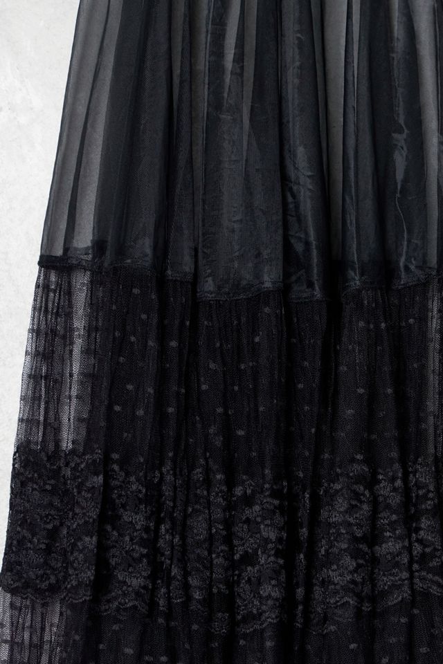 One-Of-A-Kind Victorian Minimalism Black Tuelle Maxi Skirt #3