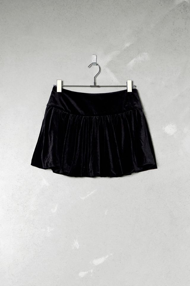 One-Of-A-Kind Victorian Minimalism Black Velvet Bubble Mini Skirt #2
