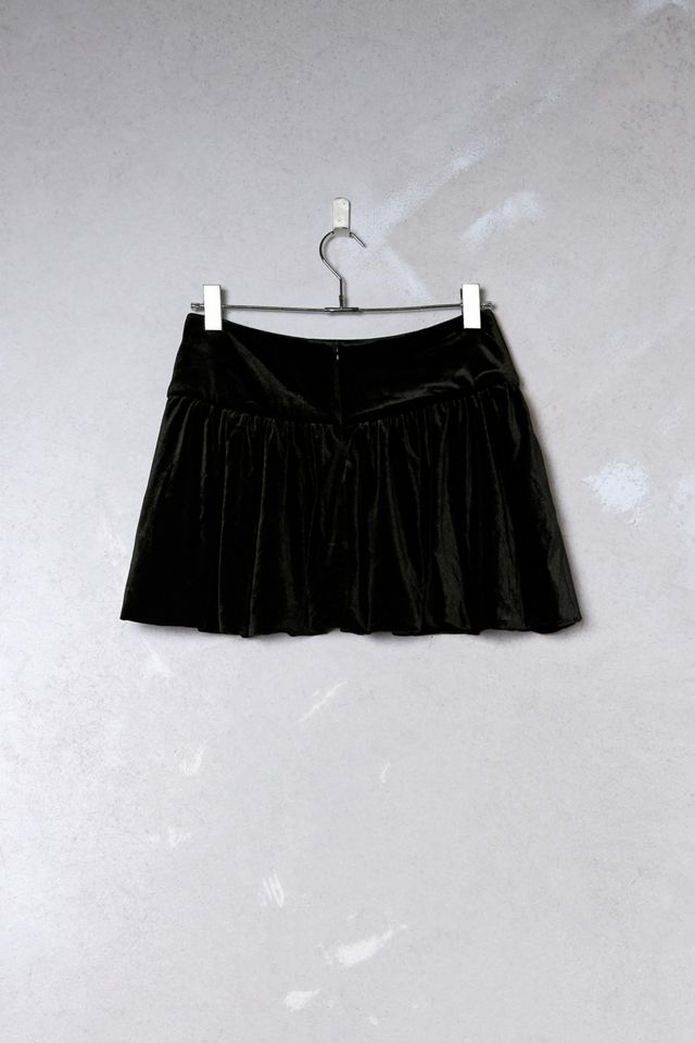 One-Of-A-Kind Victorian Minimalism Black Velvet Bubble Mini Skirt #4