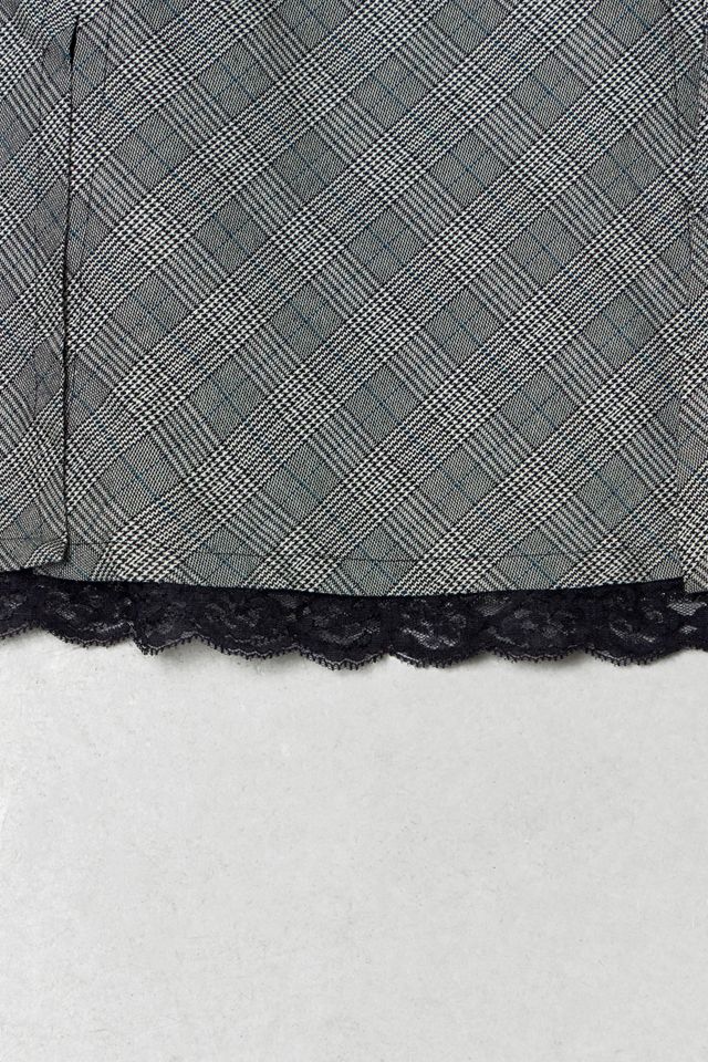 One-Of-A-Kind Victorian Minimalism Cache Cache Check Lace Mini Skirt #3