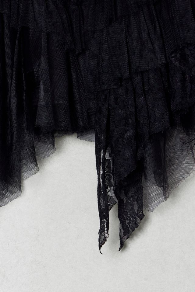 One-Of-A-Kind Victorian Minimalism Kuroneko Black Lace Mini Skirt #3