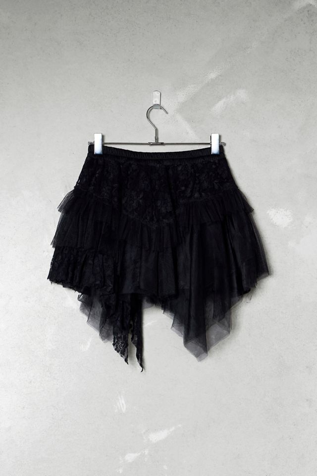 One-Of-A-Kind Victorian Minimalism Kuroneko Black Lace Mini Skirt #4