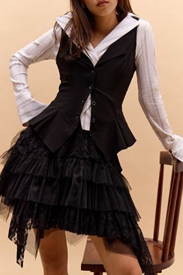 One-Of-A-Kind Victorian Minimalism Kuroneko Black Lace Mini Skirt