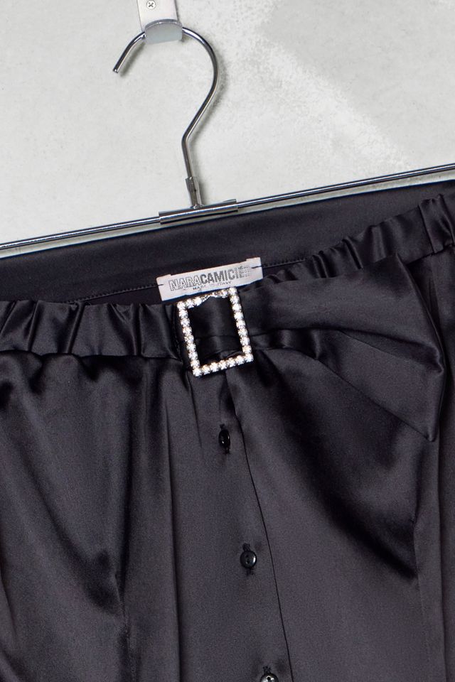 One-Of-A-Kind Victorian Minimalism Nara Camicie Black Satin Buckle Shirt #1