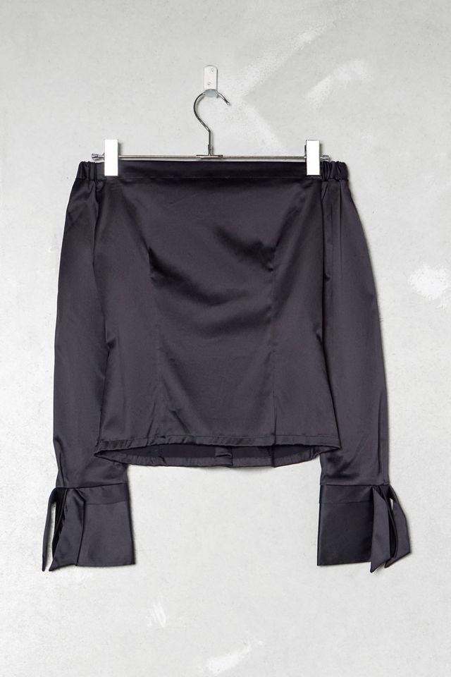 One-Of-A-Kind Victorian Minimalism Nara Camicie Black Satin Buckle Shirt #2