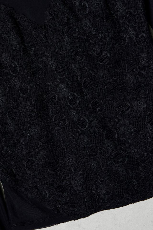 One-Of-A-Kind Victorian Minimalism Guess Black Lace High-Neck Blouse #1