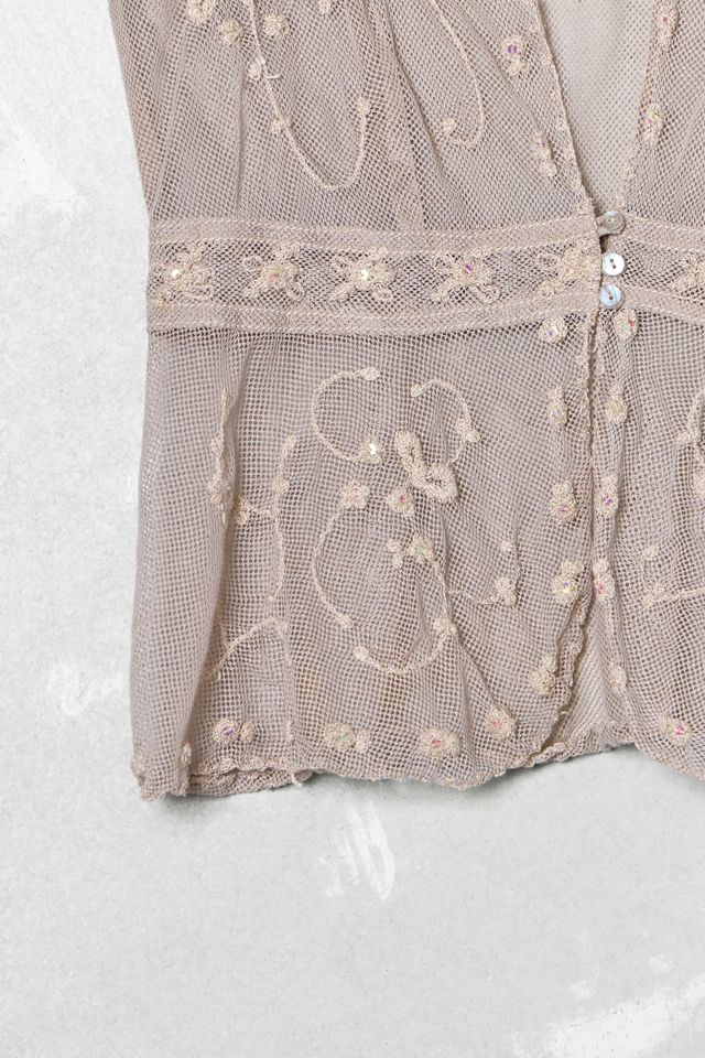 One-Of-A-Kind Victorian Minimalism SS Stone Sequin Cami Top #3
