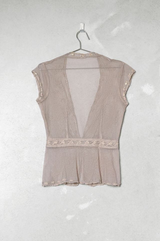 One-Of-A-Kind Victorian Minimalism SS Stone Sequin Cami Top #4