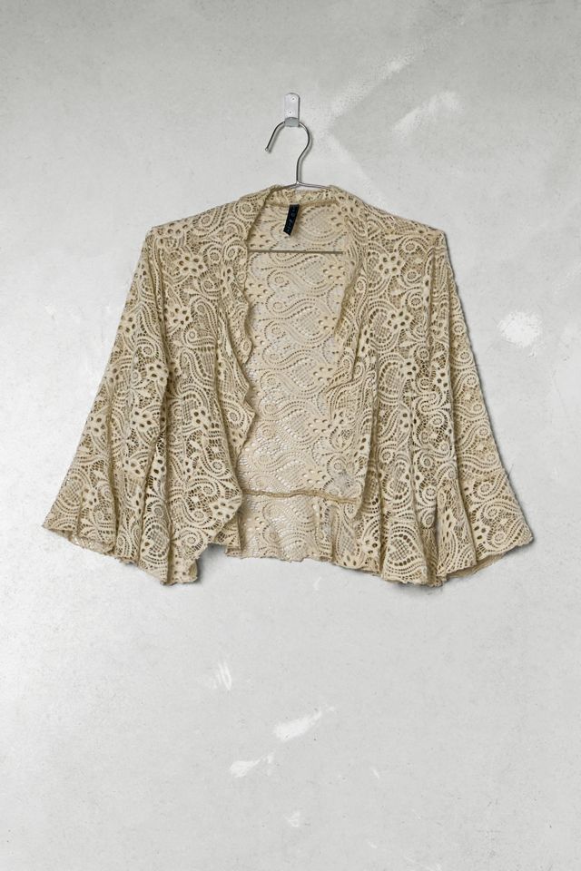 One-Of-A-Kind Victorian Minimalism Ashley Beige Lace Shrug #1