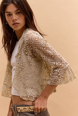 One-Of-A-Kind Victorian Minimalism Ashley Beige Lace Shrug