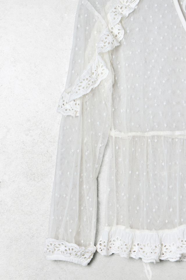 One-Of-A-Kind Victorian Minimalism White Broidery Blouse #3