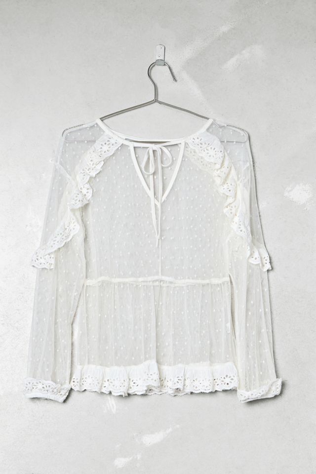 One-Of-A-Kind Victorian Minimalism White Broidery Blouse #4
