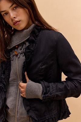 One-Of-A-Kind Victorian Minimalism Frill Zip-Through Jacket
