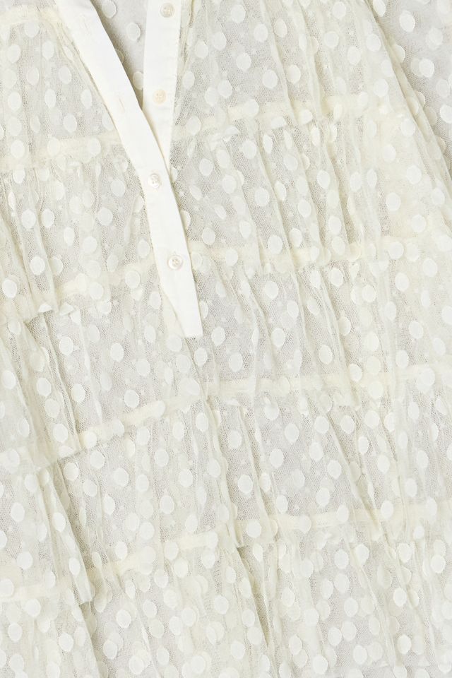 One-Of-A-Kind Victorian Minimalism Sandro Polka-dot Mesh Frill Shirt #3