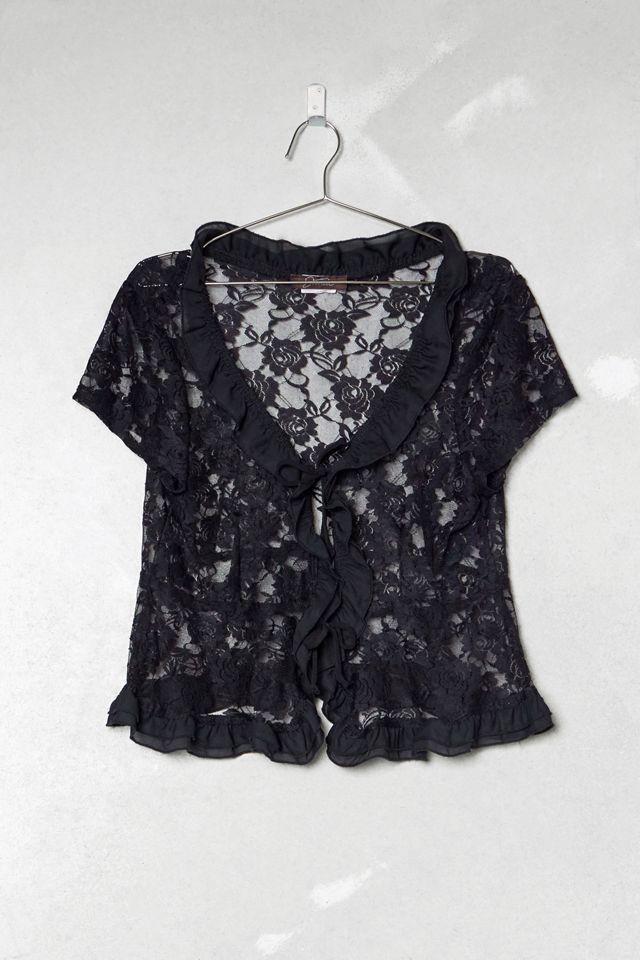 One-Of-A-Kind Victorian Minimalism Jessica Short Sleeve Lace-Tie Blouse #2
