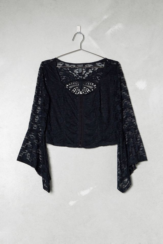 One-Of-A-Kind Victorian Minimalism Cosmic Black Lace Blouse #2