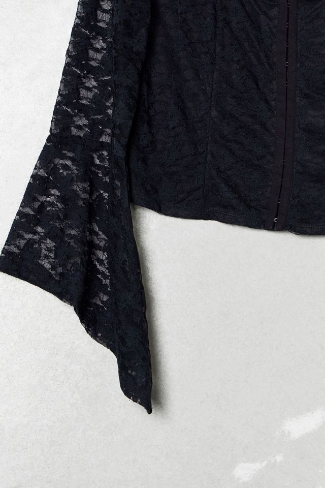 One-Of-A-Kind Victorian Minimalism Cosmic Black Lace Blouse #3