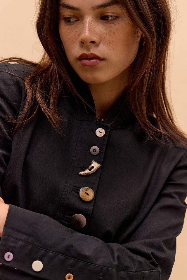 One-Of-A-Kind Victorian Minimalism Mixed Button Blazer #1
