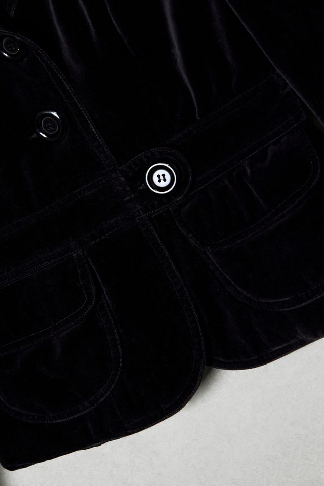 One-Of-A-Kind Victorian Minimalism Ti Ni Black Velvet Pocket Blazer #3