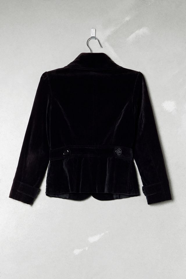 One-Of-A-Kind Victorian Minimalism Ti Ni Black Velvet Pocket Blazer #4