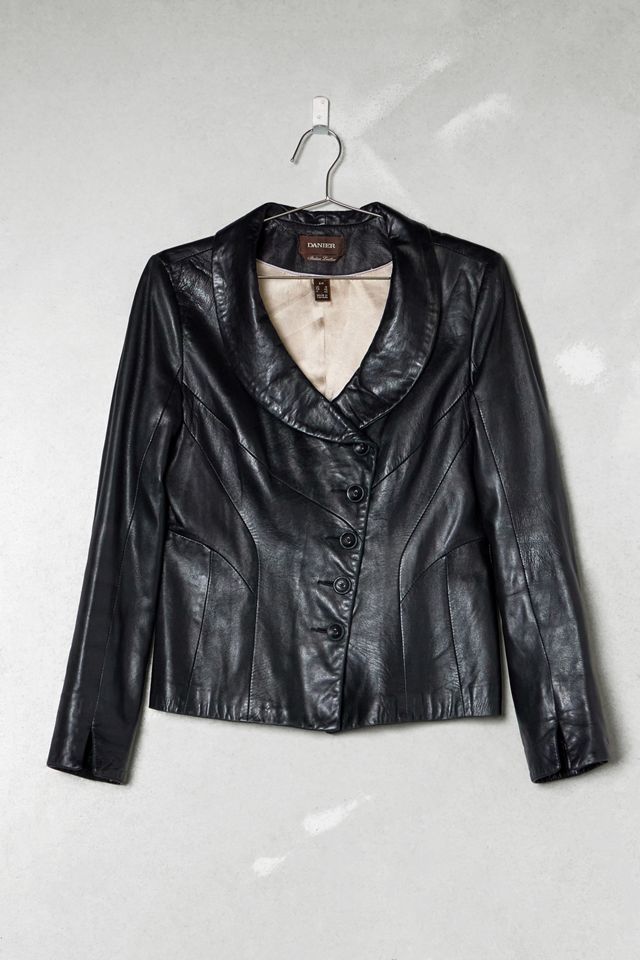 One-Of-A-Kind Victorian Minimalism Danier Black Leather Blazer #2