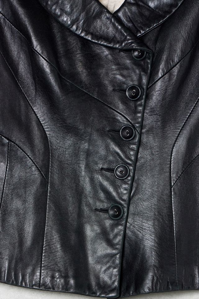 One-Of-A-Kind Victorian Minimalism Danier Black Leather Blazer #3