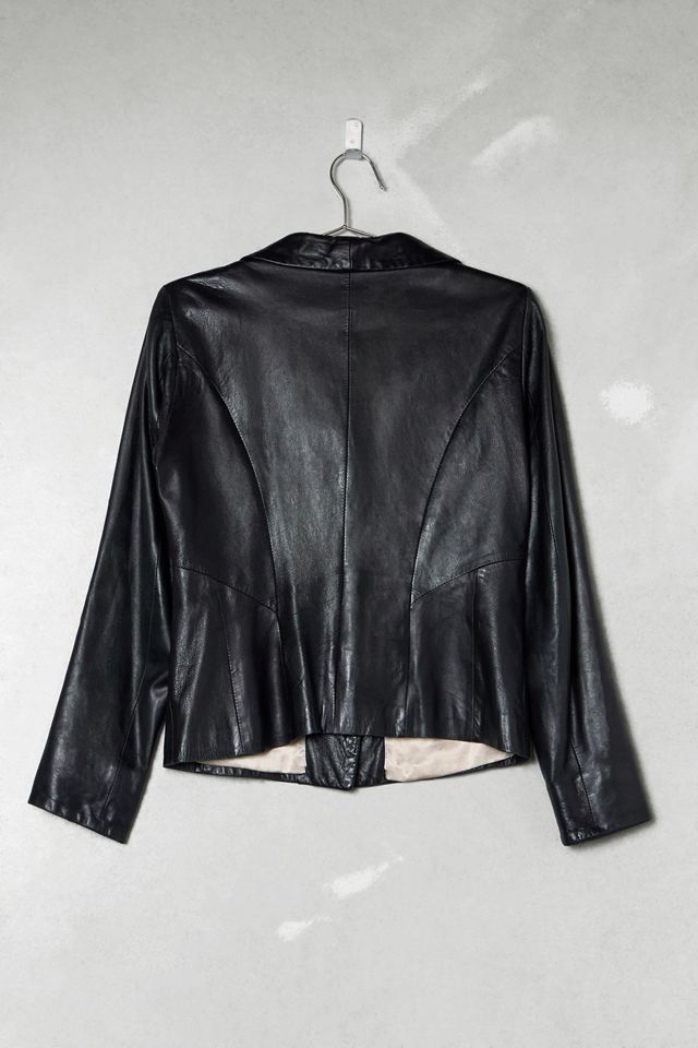 One-Of-A-Kind Victorian Minimalism Danier Black Leather Blazer #4