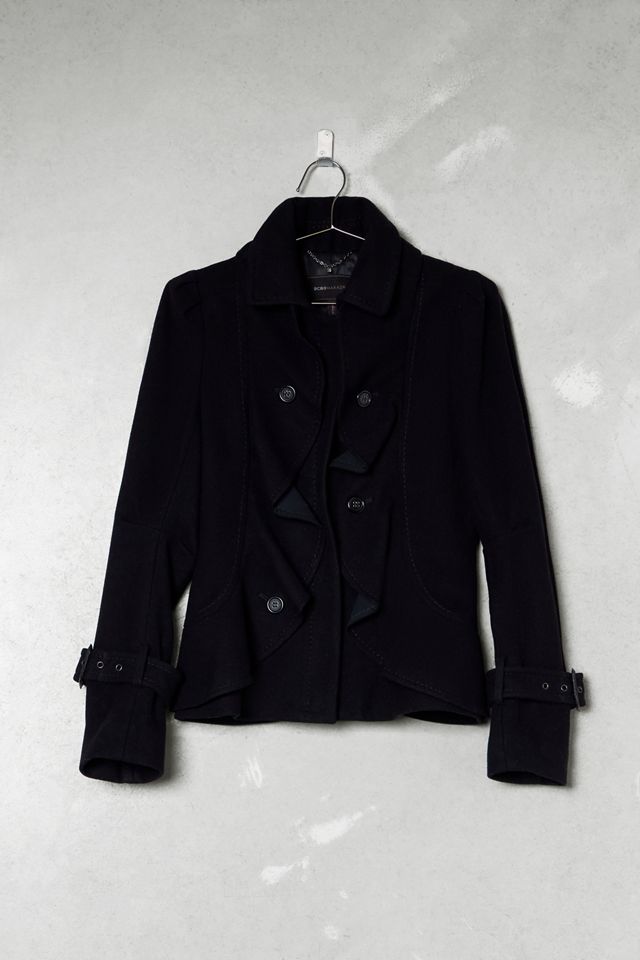 One-Of-A-Kind Victorian Minimalism BCBG Wool Zip-Through Frill Jacket #2