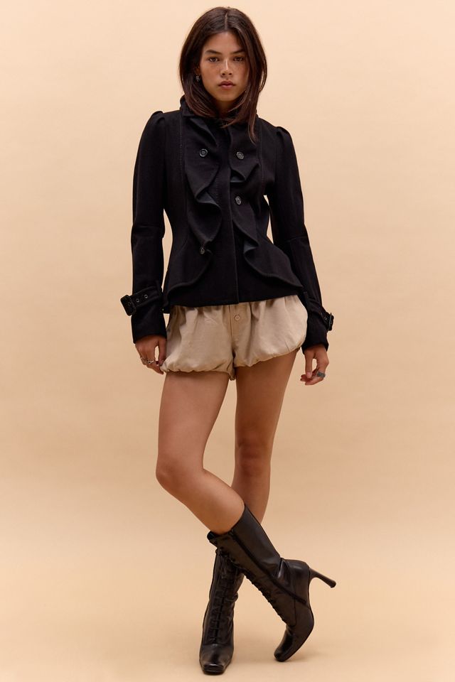 One-Of-A-Kind Victorian Minimalism BCBG Wool Zip-Through Frill Jacket #1