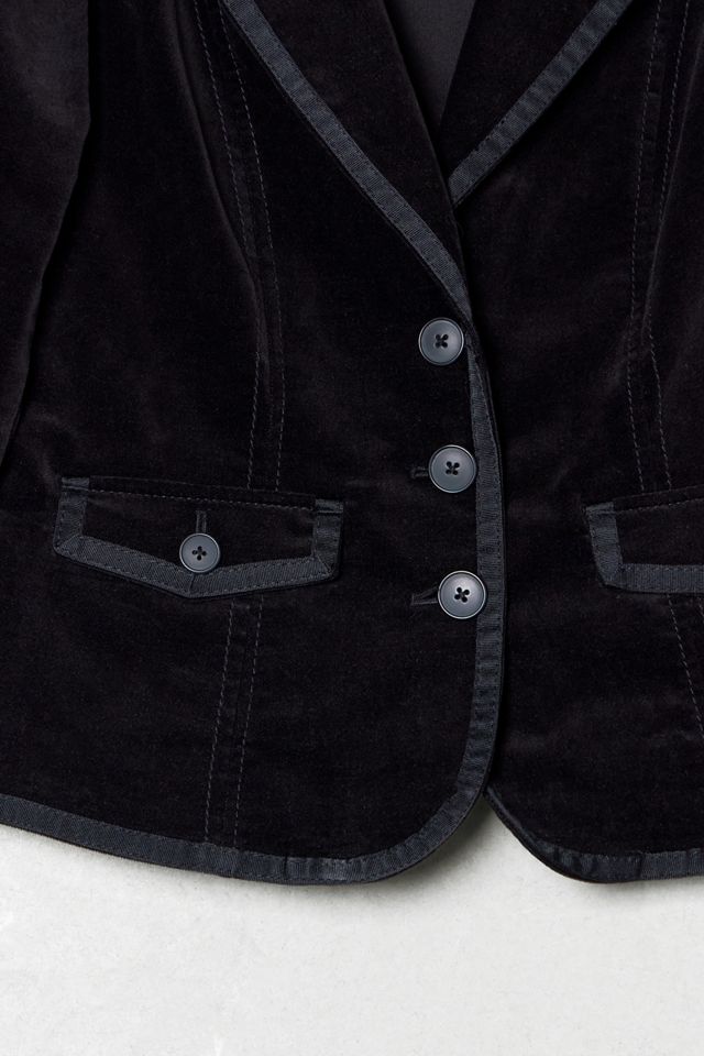 One-Of-A-Kind Victorian Minimalism Ann Velvet Button-through Blazer #3