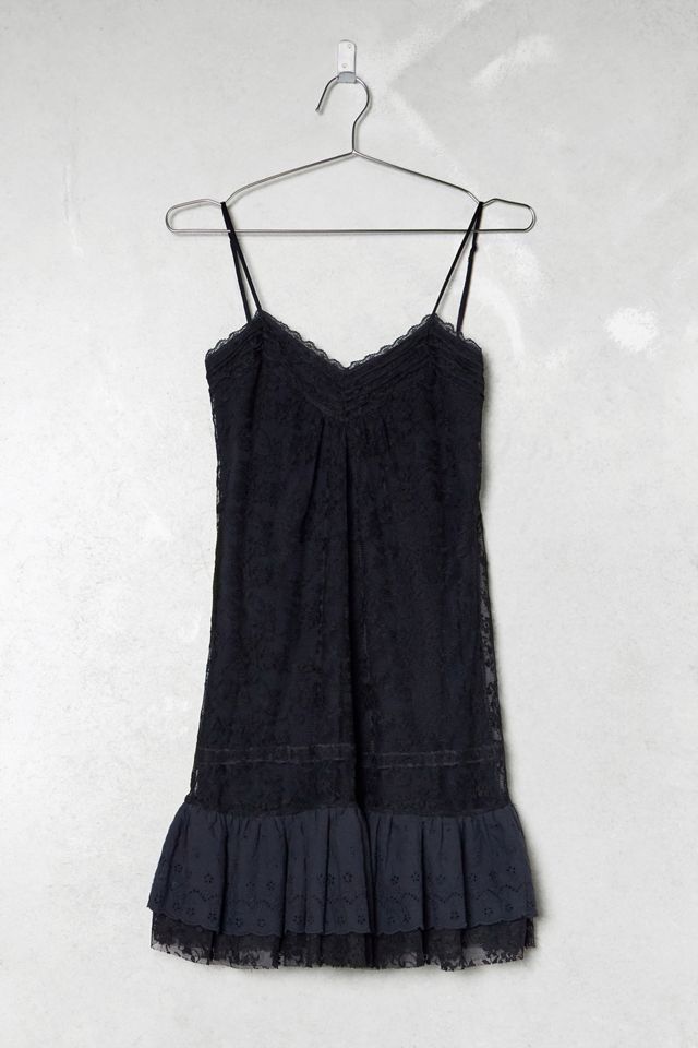 One-Of-A-Kind Victorian Minimalism Denim Collection Black Lace Mini Dress #2