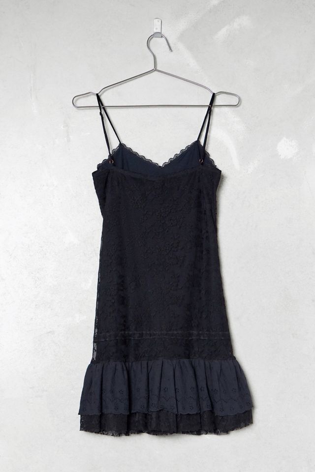 One-Of-A-Kind Victorian Minimalism Denim Collection Black Lace Mini Dress #4
