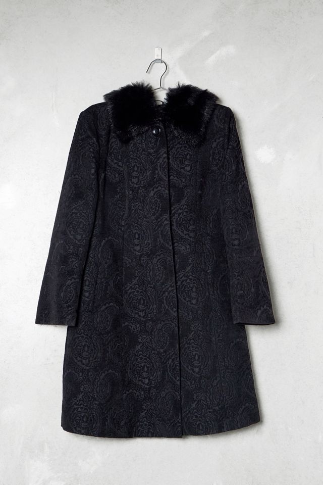 One-Of-A-Kind Victorian Minimalism Novelti Fur Collar Coat #2