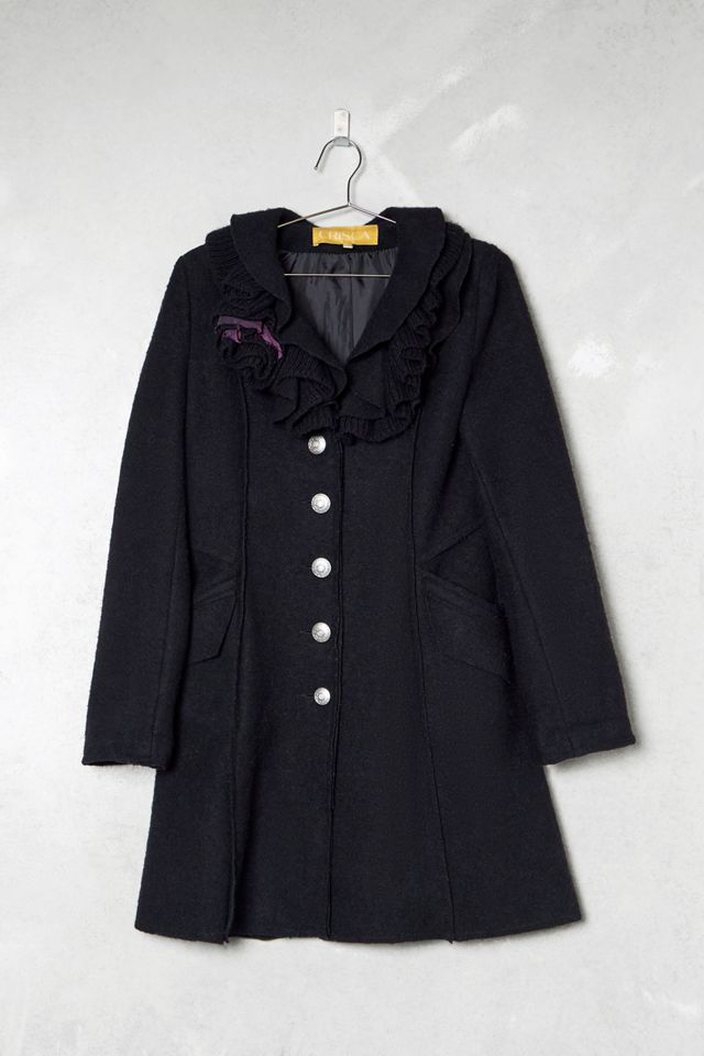 One-Of-A-Kind Victorian Minimalism Crisca Wool Flower Coat #1