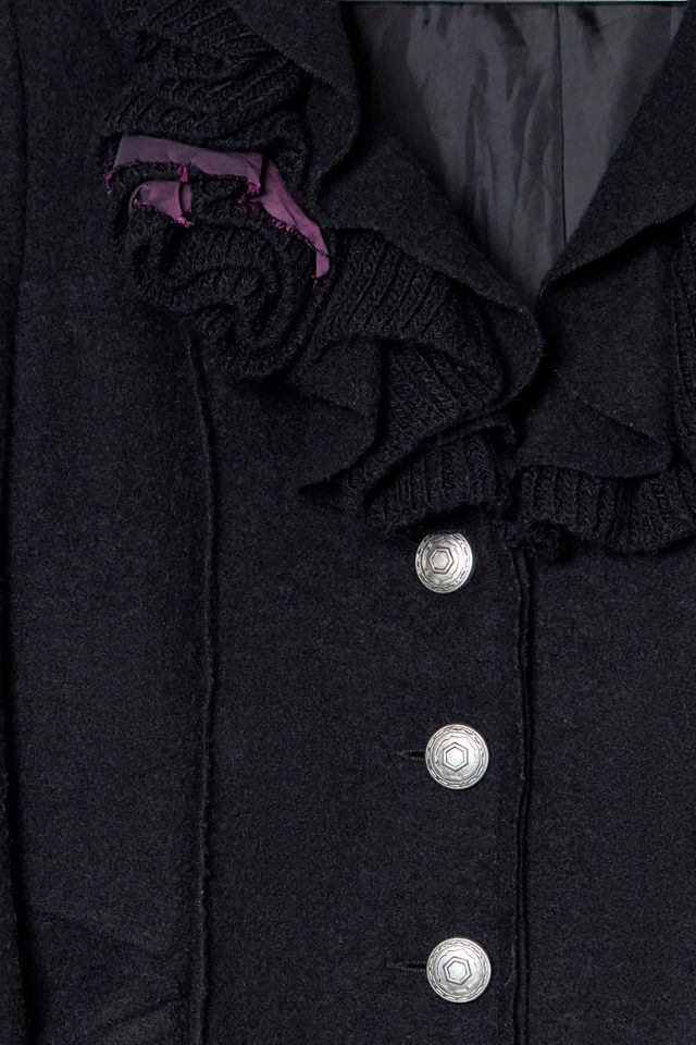 One-Of-A-Kind Victorian Minimalism Crisca Wool Flower Coat #3