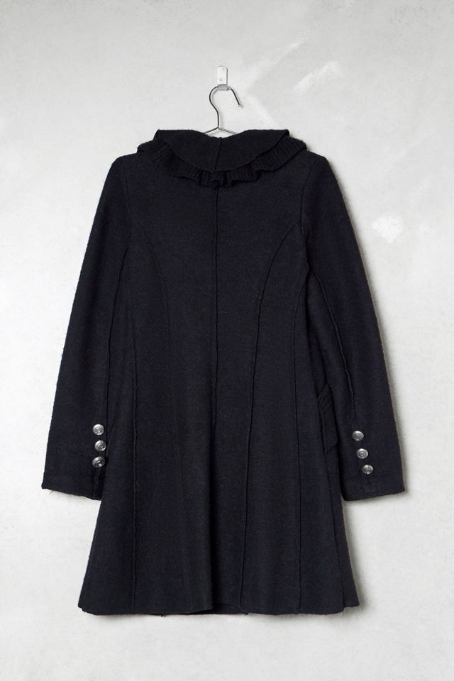 One-Of-A-Kind Victorian Minimalism Crisca Wool Flower Coat #4
