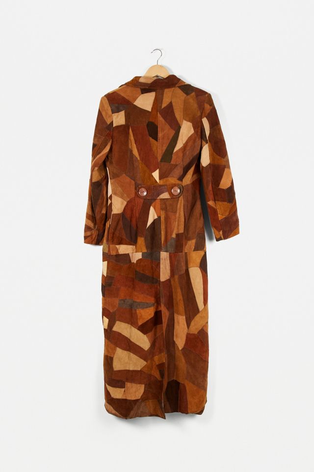 Urban Renewal One-Of-A-Kind Brown Leather & Suede Patchwork Long Coat #1