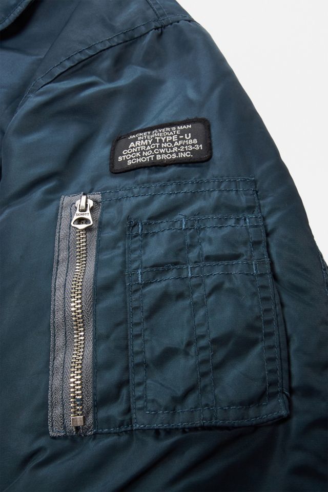 Urban Renewal One-Of-A-Kind Navy & Orange Schott Bomber Jacket #3